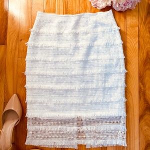 White House Black Market Fringe Lace Pencil Skirt